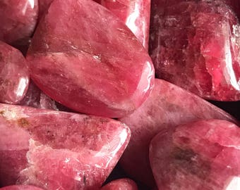 Gem Quality Rhodonite, Tumbled Rhodonite, Meditation, Crystal Grid, Chakra, Reiki, Sacred Space, Pagan Altar, Pretty Pink Color!