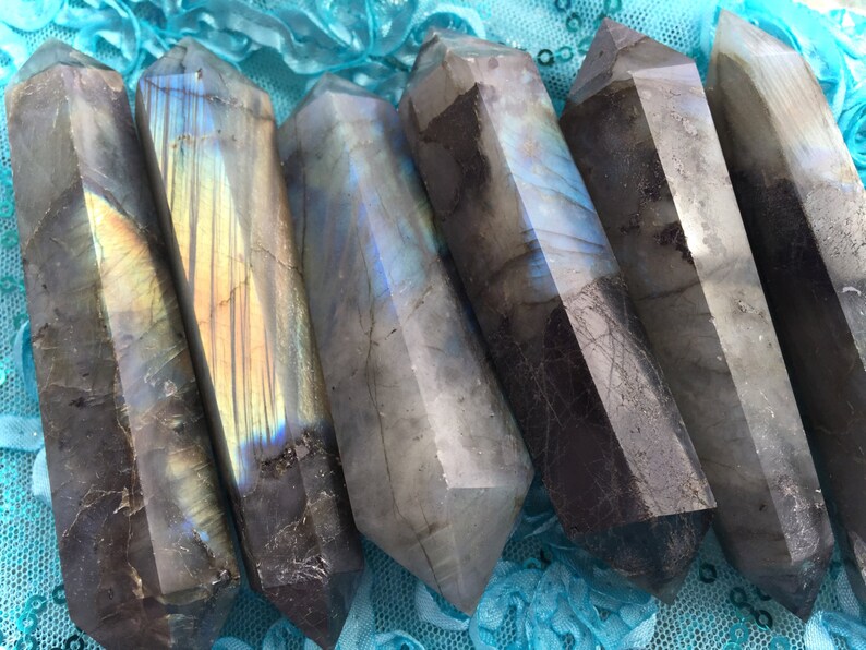Crystal Grid Labradorite Wand! Labradorite Double Terminated Wands Pagan Wand Large Labradorite Chakra Reiki
