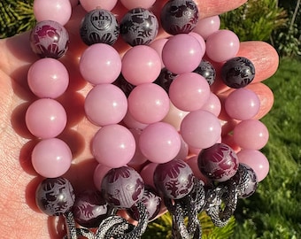 Pulsera Bodhi de dragón o serpiente, raíz de Bodhi, pulsera elástica, regalo para ella, Bodhi de tierra, joyería unisex, regalo de cumpleaños para ella, cuentas de oración.