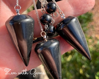 Shungite Pendulum, Dowsing Pendulum, EMF Protection, Amulet, Chakra, Use with Tarot, Metaphysical, Holistic, Karelia Russia Shungite!