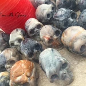 Picasso Jasper Skull, Samhain, Halloween, Magic, Spells, Use on Crystal grid, Altar, Skull, Dia de los Muertos, Day of the Dead!