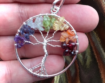Chakra Tree of Life Pendant, Chakra, Chakra Necklace, Sacred Adornment, Full Moon Charged, Metaphysical, Holistic, Holiday Gift!
