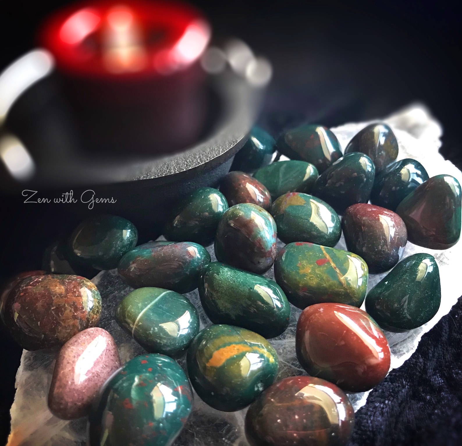 Tumbled Bloodstone, AAA Quality, Full Moon Charged, Chakra, Reiki ...