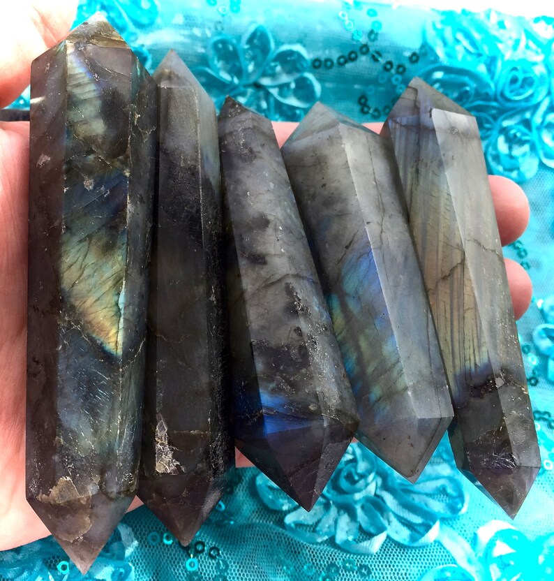 Crystal Grid Labradorite Wand! Labradorite Double Terminated Wands Pagan Wand Large Labradorite Chakra Reiki