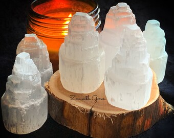 Selenite Tower, Selenite Castle, Crystal Grid, Chakra, Reiki, Use in Tarot, Magic, Spells, Altar, Meditation, Holistic, Sacred Space!