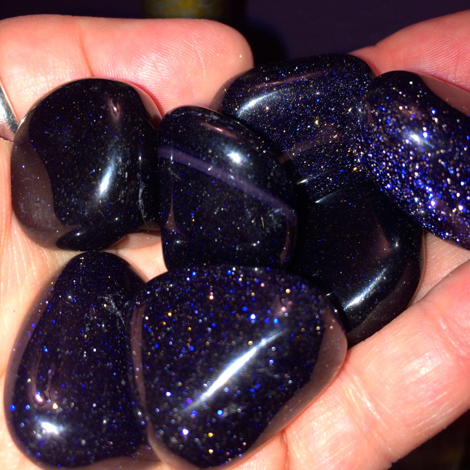 Blue Goldstone Tumbled Midnight Blue Goldstone Copper Etsy
