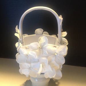 White Satin Flower Girl Basket