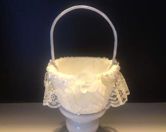 Ivory Lace Flower Girl Basket