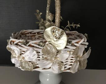 Formal Ivory/Gold Flower Girl Basket