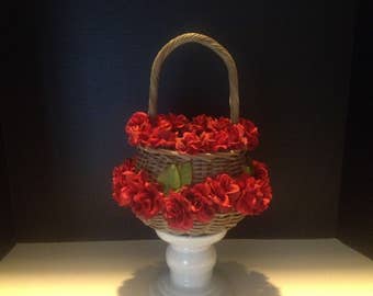 Red Roses Too Flower Girl Basket