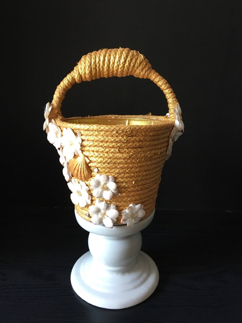 Golden Floral/Shell Flower Girl Basket image 3