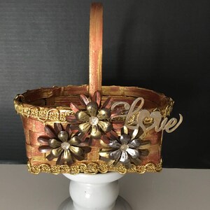 Gold Metallic Flower Girl Basket