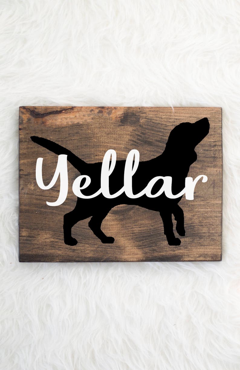 Dog Decor New Puppy Gift Gift for Dog People Hand Painted Beagle Silhouette on Stained Wood with Name Overlay Painting