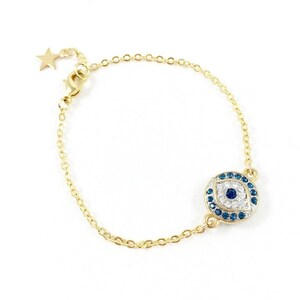 Pave Bracelet, Evil Eye Charm Bracelet, Evil Eye Bracelet for Protection Jewelry, Yoga Jewelry, Meditation Jewelry, Evil Eye Gift
