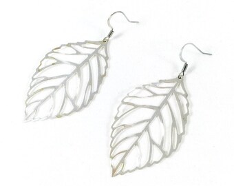 Nature Earrings, Silver Leaf Earrings, Leaf Dangle Earrings, Nature Lover Gift for Her, Leaf Jewelry, Earthy Jewelry, Outdoor Jewelry