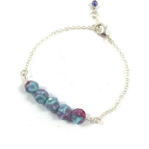 Dainty Beaded Bracelet, Blue Silver Bracelet for Women, Gift for Bridesmaid