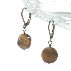 Tiger Eye Earrings, Dainty Drop Earrings, Gemstone Dangle Earrings, Minimalist Jewelry, Tiger Eye Jewelry Natural Jewelry Earrings for Women