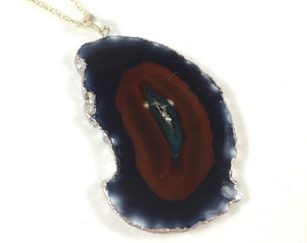 Geode Necklace, Agate Pendant Necklace, Agate Stone Necklace, Large Stone Jewelry, Earthy Jewelry, Hippie Jewelry Unique Necklaces for Women