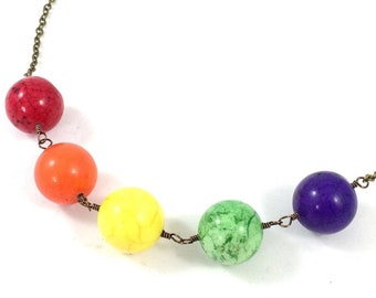 Rainbow Necklace, Rainbow Stone Necklace, Rainbow Statement Necklace, Chunky Jewelry, Colorful Jewelry, LGBTQ Jewelry, Pride Christmas Gift
