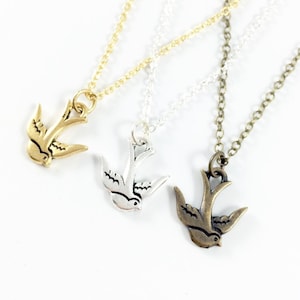 Bird Pendant Necklace Gold Bird Necklace Silver Bird Necklace for Women Swallow Jewelry Sparrow Jewelry for Grief Gift for Loss of Loved One