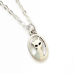 Small Cat Necklace, Silver Cat Necklace, Kitty Necklace, Cat Charm Necklace, Pet Loss Jewelry, Cat Lady Gifts, Cat Lover Gifts for Women