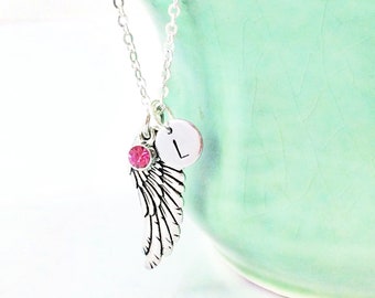 Memorial Necklace, Personalized Angel Wings Necklace Angel Necklace for Women Sympathy Gift Loss of Mother Memorial Gift, Grief Gift for Her