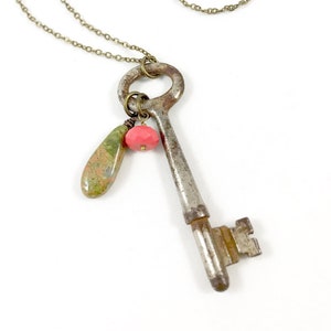 Key Necklace, Skeleton Key Necklace, Vintage Key Necklace, Steampunk Jewelry, Boho Jewelry, Unique Necklaces for Women, Gift Key Jewelry