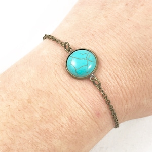 Turquoise Chain Bracelet, Turquoise Boho Bracelets for Women, Bohemian Bracelets, Turquoise Jewelry, Bohemian Jewelry, Rustic Jewelry
