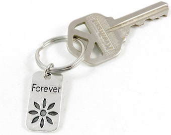 Flower Keychain, Floral Keychain, Forever Keychain, Loss of Loved One Gift Thinking of You Gift for Friend Memorial Gift for Grieving Widow