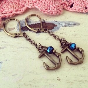 Anchor Earrings, Anchor Dangle Earrings, Anchor Charm Earrings, Nautical Earrings, Anchor Jewelry, Nautical Jewelry, Anchor Gifts for Her