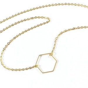 Honeycomb Necklace, Gold Hexagon Necklace, Geometric Necklace for Women, Minimalist Jewelry, Dainty Jewelry, Delicate Jewelry, Gifts for Her