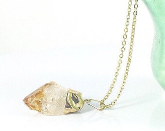 Citrine Necklace, Citrine Pendant Necklace, Healing Crystal Necklace, Raw Stone Jewelry, Gold Boho Jewelry, November Birthstone Gifts