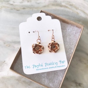 Rose Gold Flower Necklace Women, Rose Gold Necklace and Earrings, Bridesmaid Gift, Copper Anniversary Gifts for Her, Gifts Jewelry Rose Gold