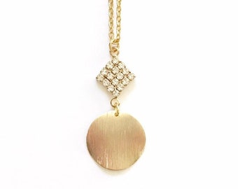 Geometric Necklace, Circle Pendant Necklace, Gold Circle Necklace, Mother's Day Jewelry Gifts