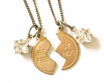 Gold Best Friend Necklace Friendship Necklace for 2 Friend Necklace Set for Women Best Friend Birthday Gift for BFF Birthday Gift for Bestie