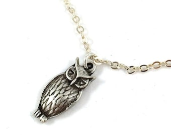 Owl Anklet Bracelet, Silver Owl Necklace for Women, Bird Jewelry, Woodland Jewelry, Owl Lover Gift