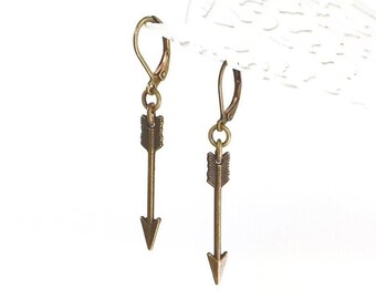 Arrow Earrings, Arrow Drop Earrings, Arrow Dangle Earrings, Bohemian Jewelry for Women, Rustic Jewelry, Outdoor Jewelry, Archery Gifts