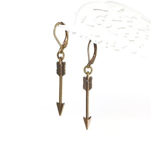 Arrow Earrings, Arrow Drop Earrings, Arrow Dangle Earrings, Bohemian Jewelry for Women, Rustic Jewelry, Outdoor Jewelry, Archery Gifts
