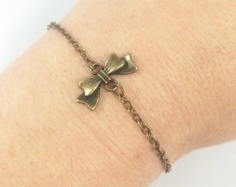 Pulsera de latón con lazo, regalo para damas de honor, cadena ajustable