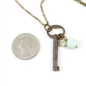 Key Necklace, Vintage Key Necklace, Small Key Necklace, Antique Key Jewelry, Boho Chic Jewelry, Key Gift, Unique Necklaces for Women Gift image 5