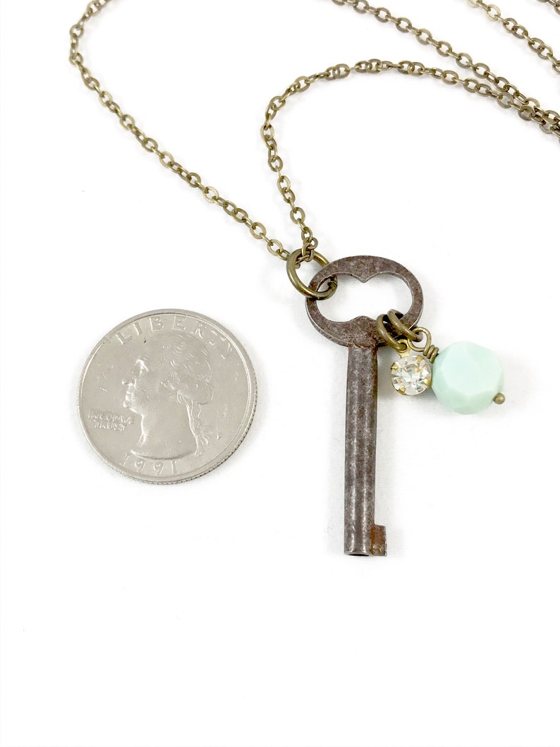 Key Necklace, Vintage Key Necklace, Small Key Necklace, Antique Key Jewelry, Boho Chic Jewelry, Key Gift, Unique Necklaces for Women Gift image 5