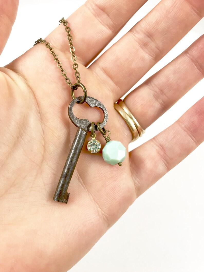 Key Necklace Vintage Key Necklace Small Key Necklace Etsy