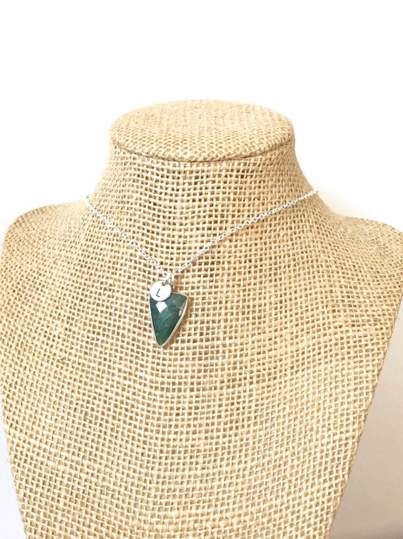 Silver Emerald Necklace, Green Stone Necklace with Initial Birthstone Necklace, Minimalist Jewelry, Personalized Jewelry Gifts for Her image 5