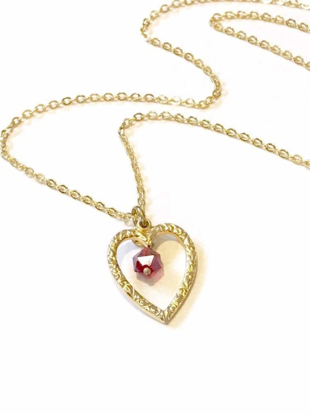 Floating Heart Necklace Gold Heart Necklace Open Heart Etsy