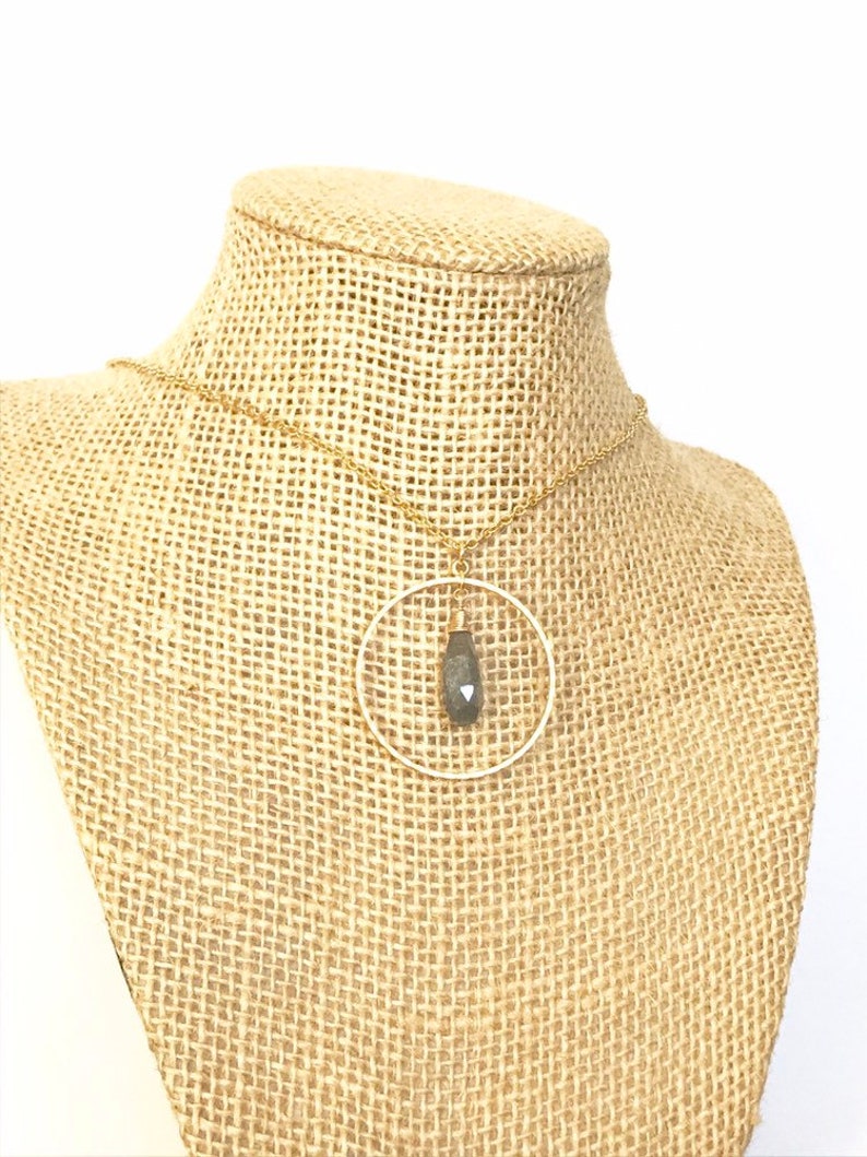 Labradorite Necklace, Gold Circle Necklaces for Women, Circle Necklace with Gemstone Necklace Gold, Mothers Day Gifts for Friend image 4