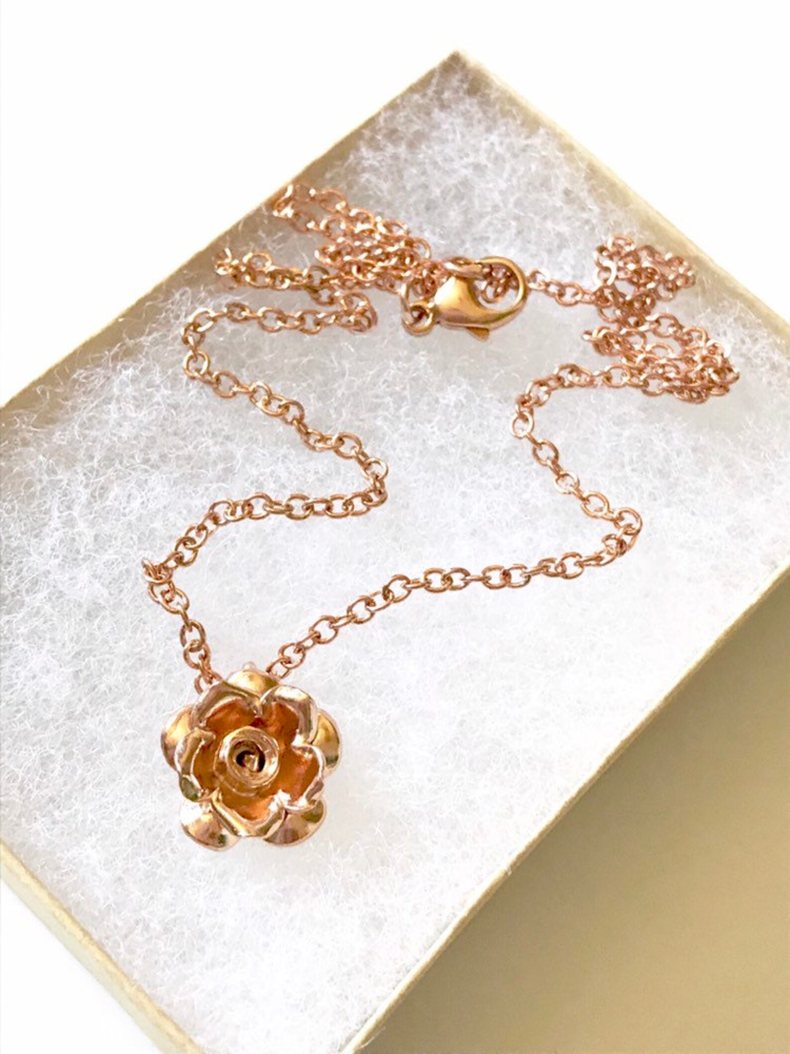 Rose Flower Necklace Gold Rose Necklace and Earring Set Rose Etsy