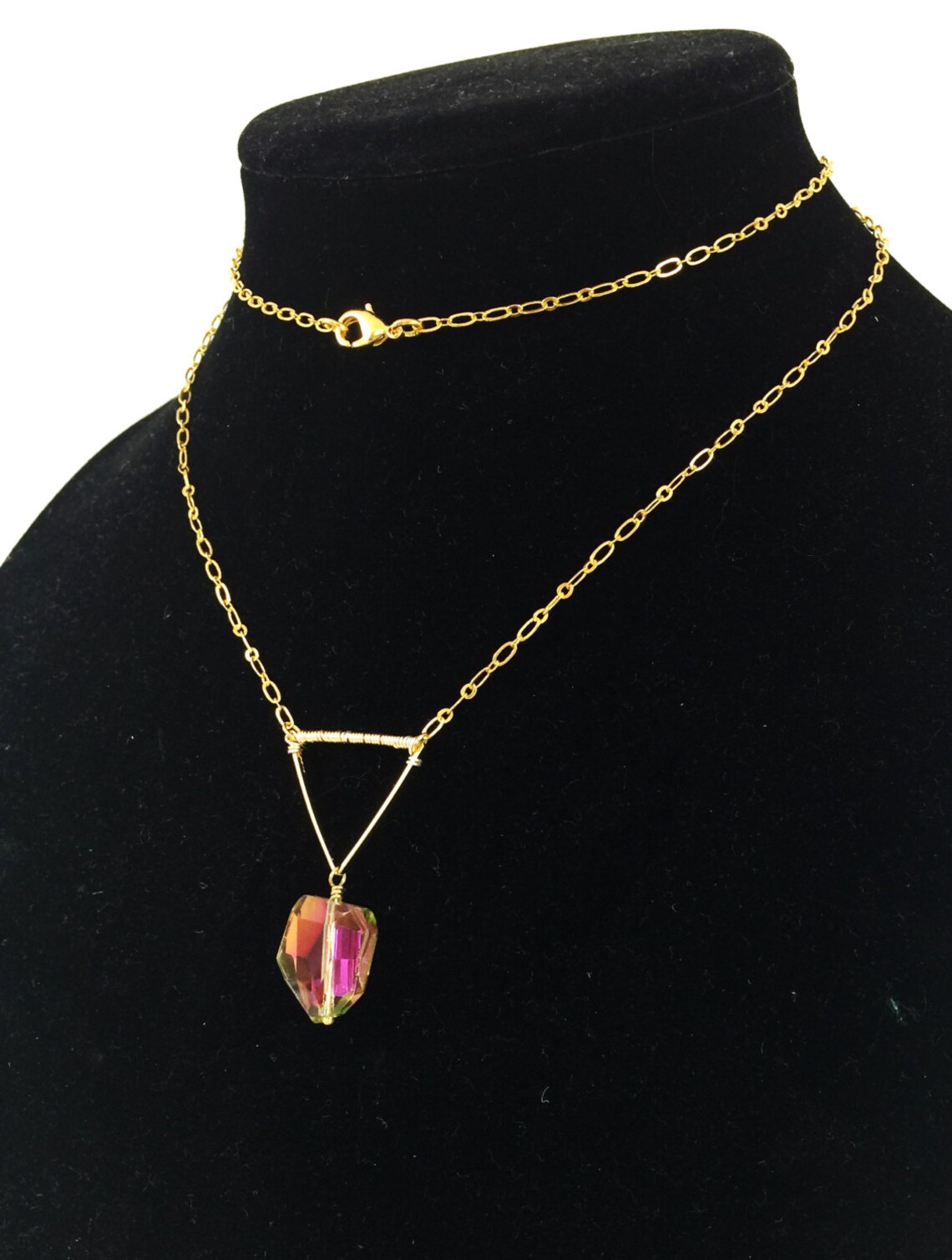 Triangle Necklace Triangle Gold Necklace Triangle Pendant | Etsy