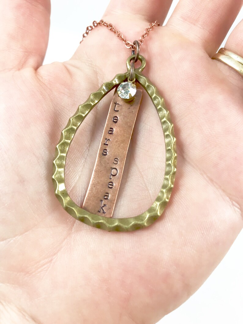 Teardrop Pendant Necklace, Quote Necklace, Loss Necklace, Grief Jewelry, Loss Jewelry, Memorial Jewelry Mother Loss Gift Loss Of A Loved One image 5