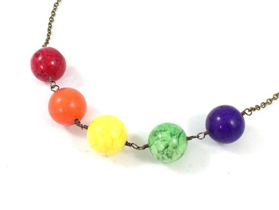 Rainbow Necklace, Rainbow Stone Necklace, Rainbow Statement