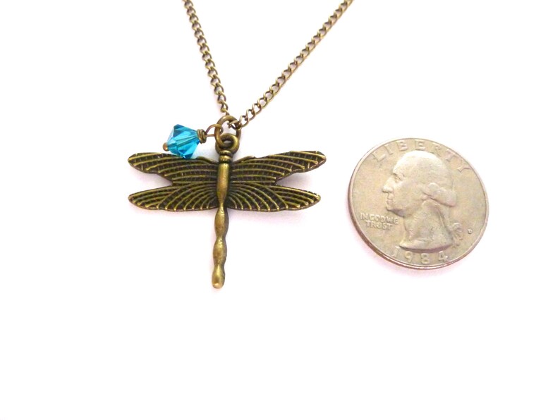 Dragonfly Necklace, Dragonfly Charm Necklace, Dragonfly Pendant Necklace, In Memory Of Mom, Memorial Jewelry Loss of Loved One Animal Spirit image 3